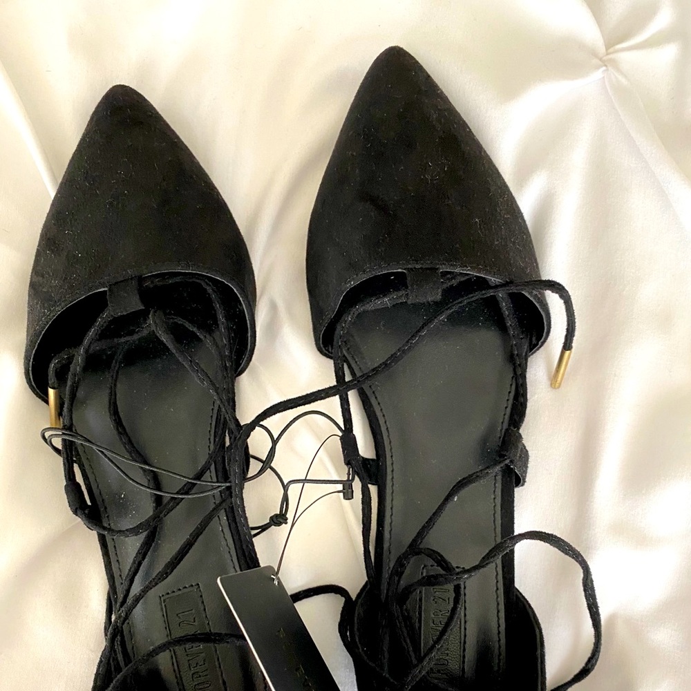 Suede Black Flats
